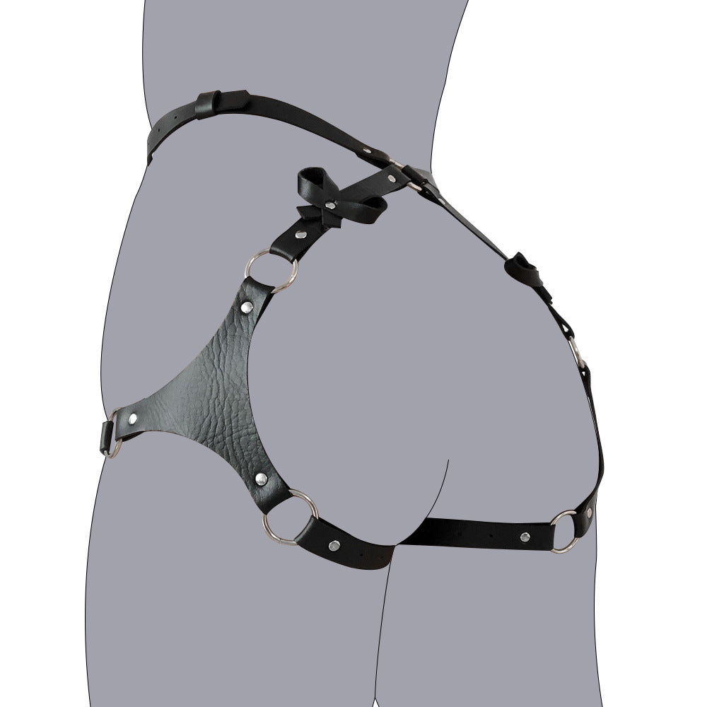 Image of Manufacturer direct supply SM adult products leather chain waist chain erotic bondage female sexy underwear with handcuffs